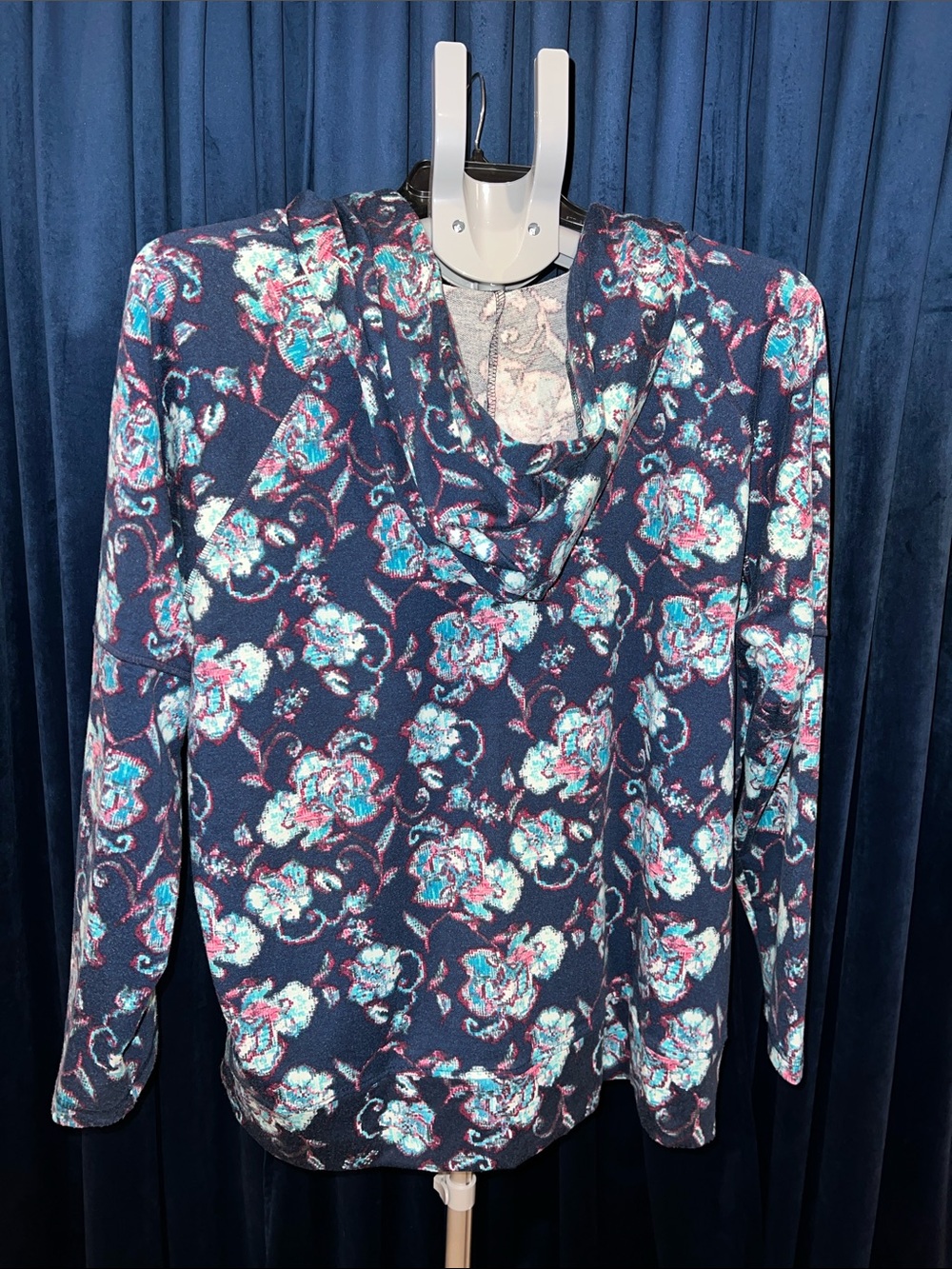 Pioneer Woman Floral Hooded Pullover Sweatshirt - Navy